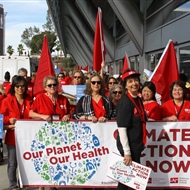 American unionised nurses march in the November 2015 climate demonstrations
